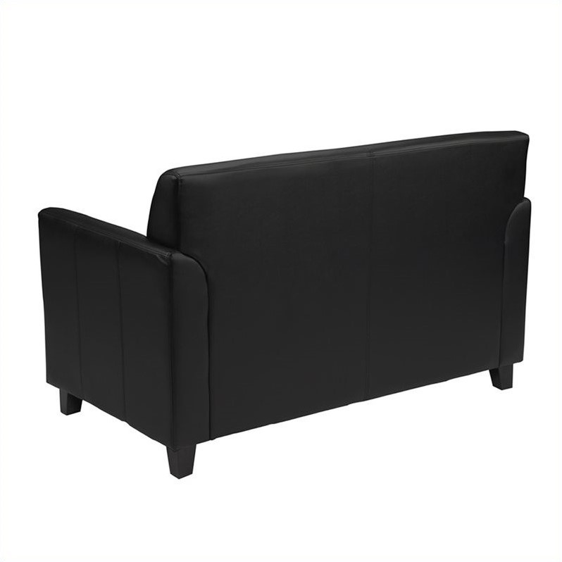 Bowery Hill Diplomat Leather Loveseat in Black