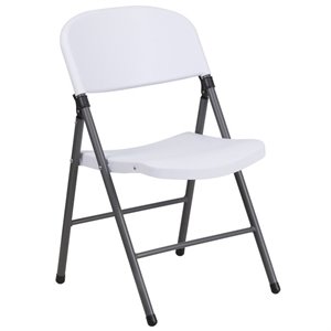 bowery hill plastic folding chair in gray and white