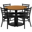 Bowery Hill 5 Piece Round Laminate Table Set in Black and Natural