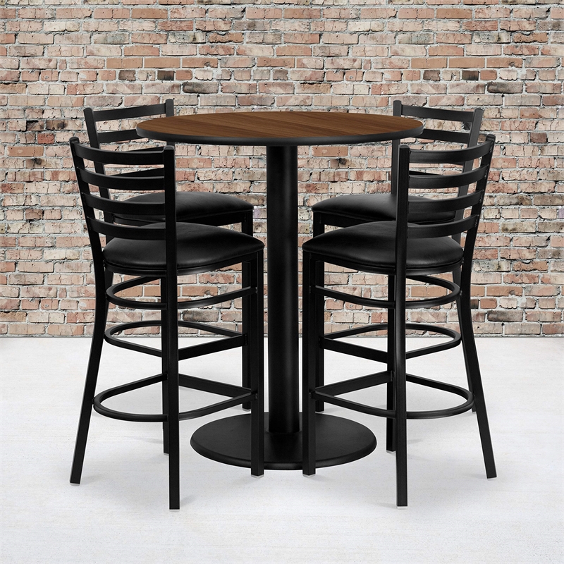 Bowery Hill 5 Piece Counter Height Dining Set in Black and Walnut