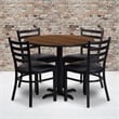 Bowery Hill 5 Piece Round Laminate Table Set in Walnut and Black