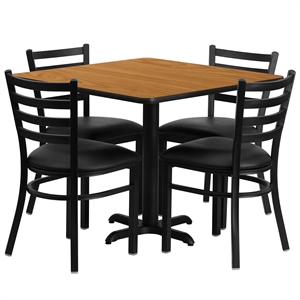 Bowery Hill 5 Piece Laminate Table Set in Black and Mahogany