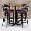 Bowery Hill 5 Piece Round Laminate Table Set in Natural and Black