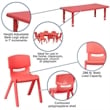 Bowery Hill 7-Piece Rectangular Plastic Activity Table Set in Red