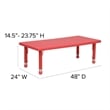 Bowery Hill 7-Piece Rectangular Plastic Activity Table Set in Red