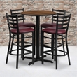 Bowery Hill 5 Piece Round Laminate Table Set in Walnut and Black
