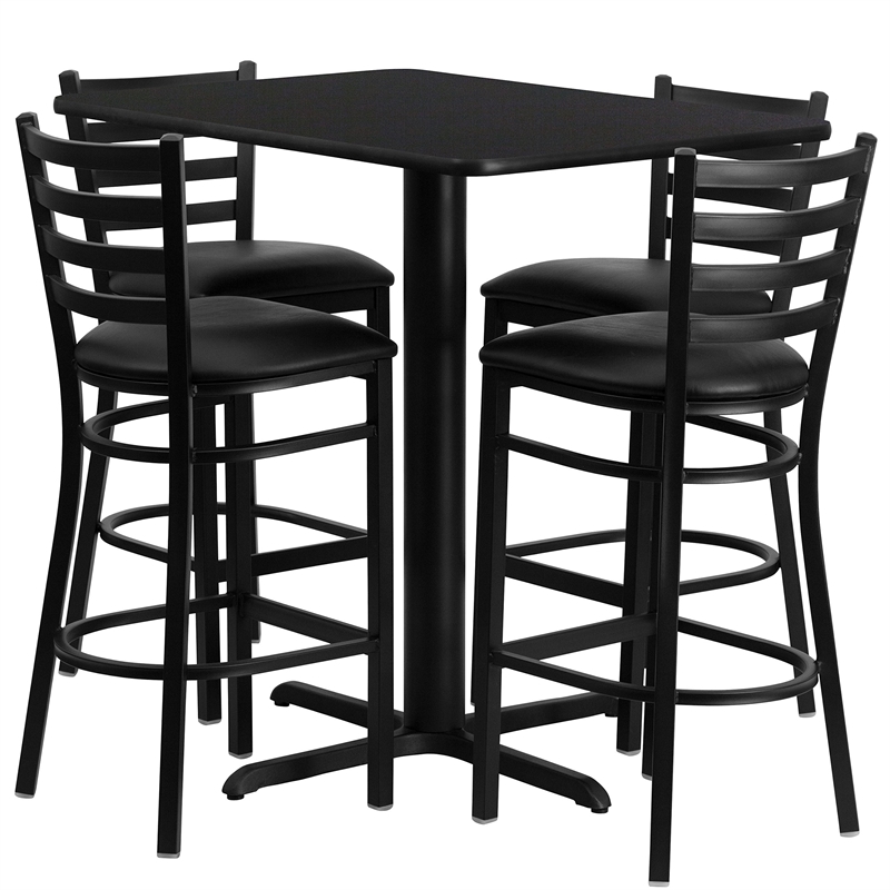 Bowery Hill 5 Piece Rectangular Laminate Table Set in Black