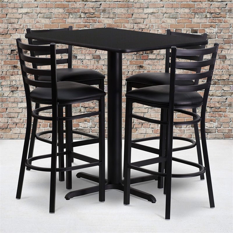 Bowery Hill 5 Piece Rectangular Laminate Table Set in Black