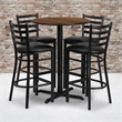 Bowery Hill 5 Piece Round Laminate Table Set in Walnut and Black