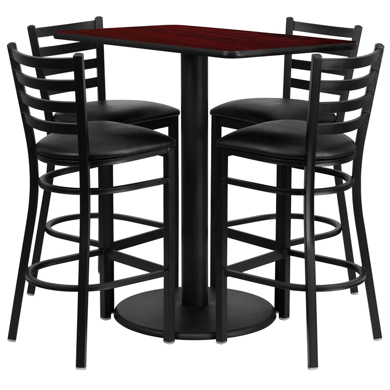 Bowery Hill 5 Piece Rectangular Table Set in Black and Mahogany