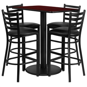 Bowery Hill 5 Piece Rectangular Table Set in Black and Mahogany