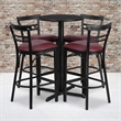 Bowery Hill 5 Piece Counter Height Dining Set in Black Burgundy
