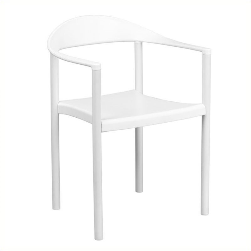 Bowery Hill Plastic Cafe Stack Stacking Chair in White