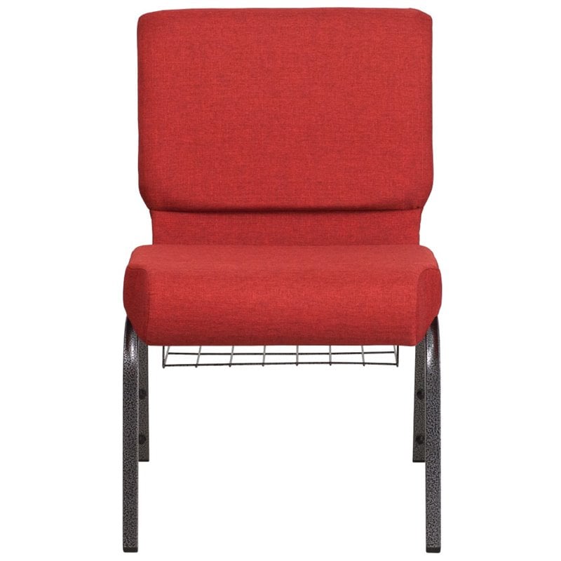 Bowery Hill Church Chair with Rack in Red