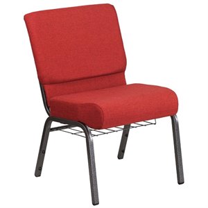 Bowery Hill Church Chair with Rack in Red