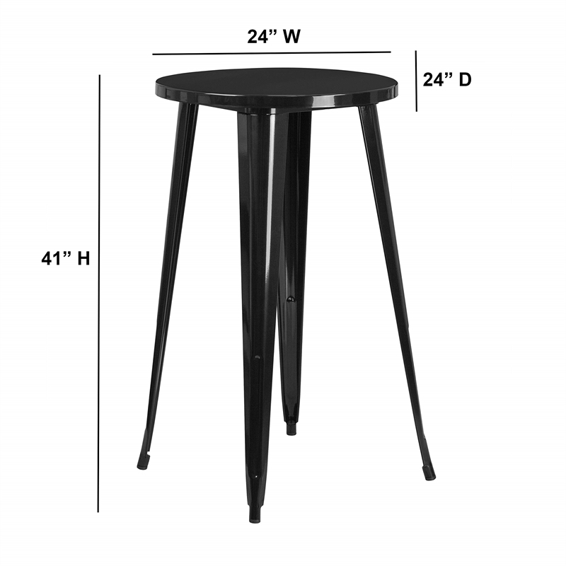 Bowery Hill Metal Patio Bistro Table in Blue