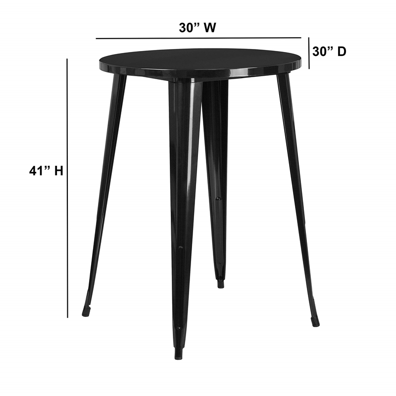 Bowery Hill Metal Patio Bistro Table in Black