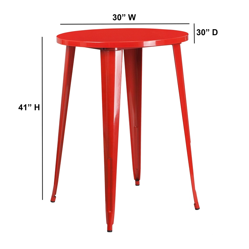 Bowery Hill Metal Patio Bistro Table in Red