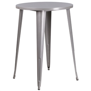 Bowery Hill Metal Patio Bistro Table in Gray