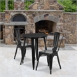 Bowery Hill 3 Piece Round Steel Metal Indoor/Outdoor Dining Set in Orange