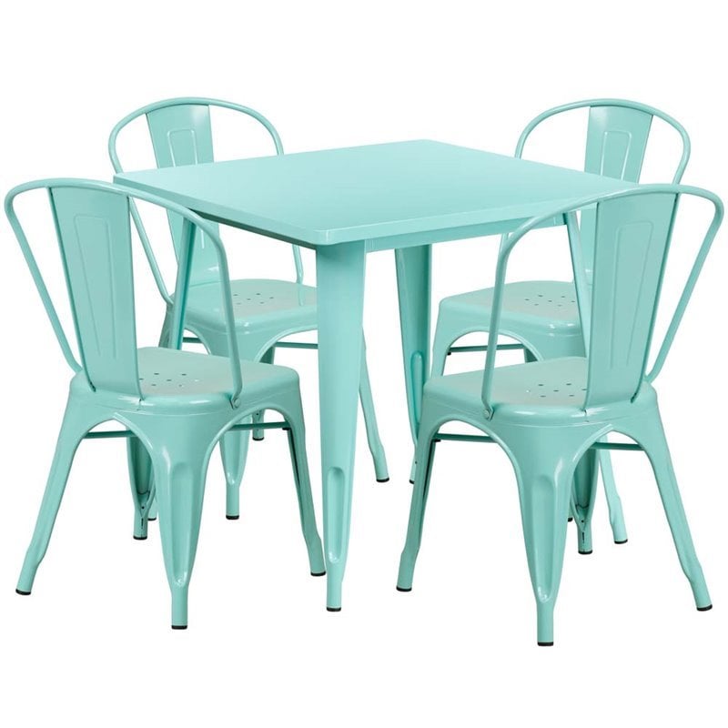 Bowery Hillbowery Hill 5 Piece Metal Patio Dining Set In Mint Green Dailymail