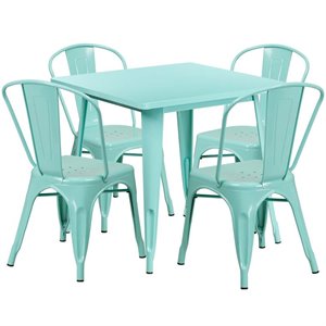 bowery hill 5 piece metal patio dining set in mint green