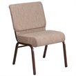 Bowery Hill Fabric Church Chair in Beige and Coppervein