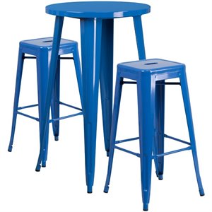 bowery hill round patio bistro set in blue