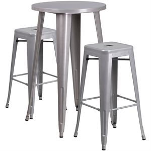 Bowery Hill Round Patio Bistro Set in Gray