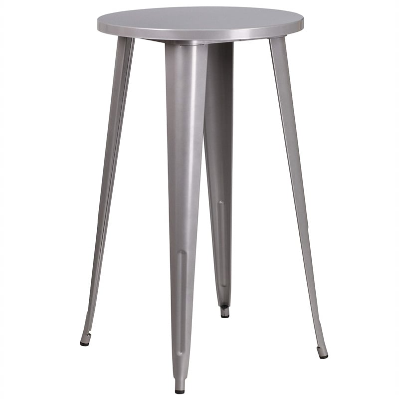 Bowery Hill Round Patio Bistro Set in Gray