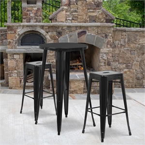 Bowery Hill Round Patio Bistro Set in White