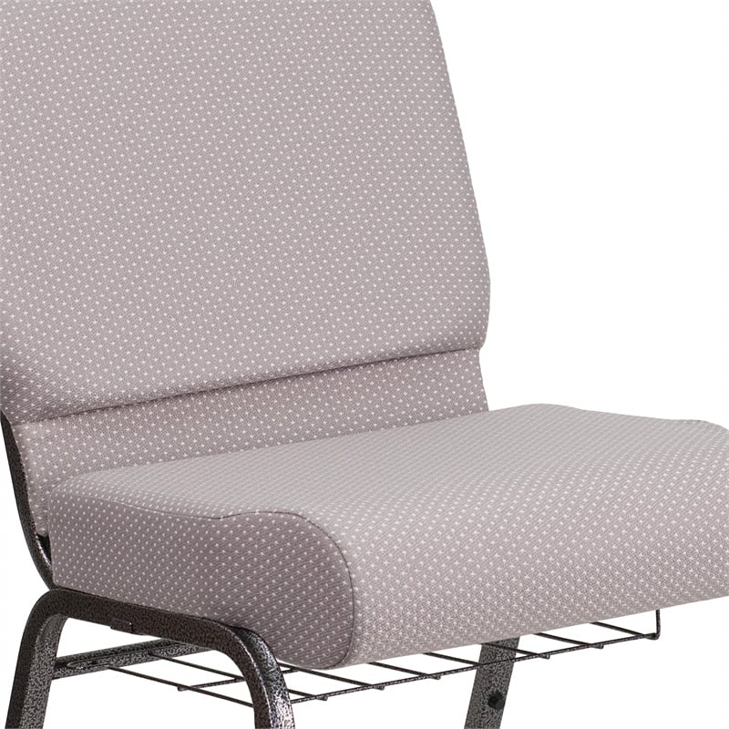 Bowery Hill Church Chair with Rack in Gray