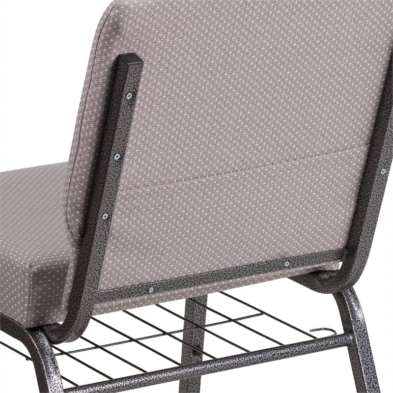 Bowery Hill Church Chair with Rack in Gray