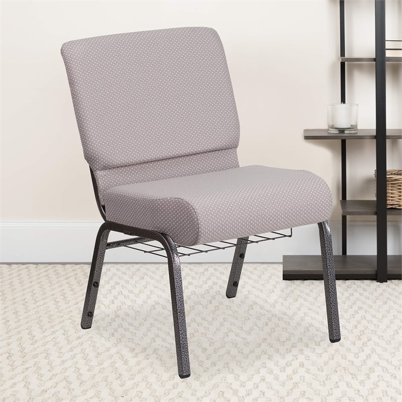 Bowery Hill Church Chair with Rack in Gray