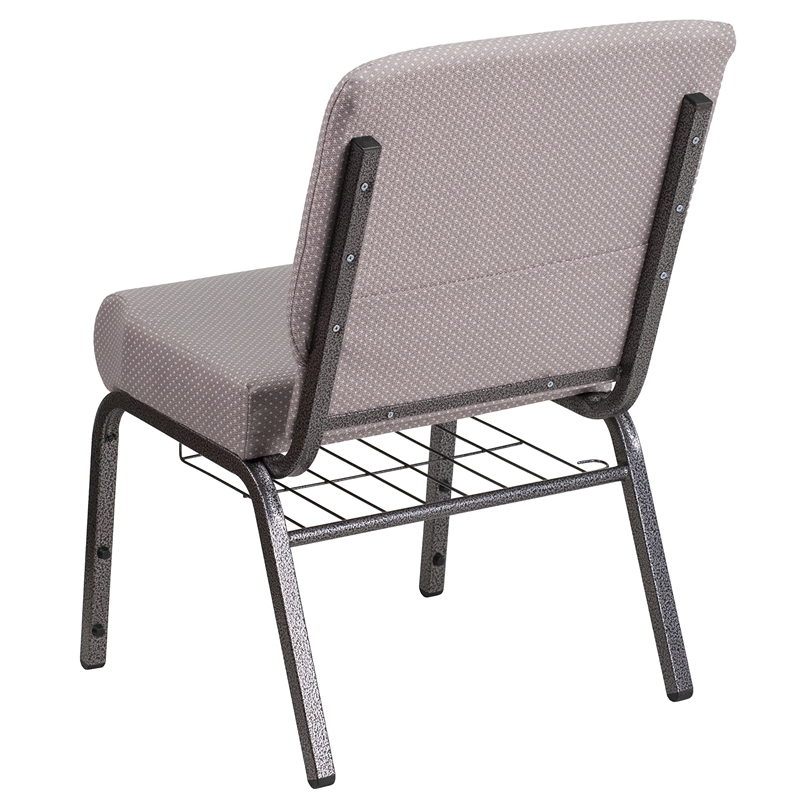 Bowery Hill Church Chair with Rack in Gray