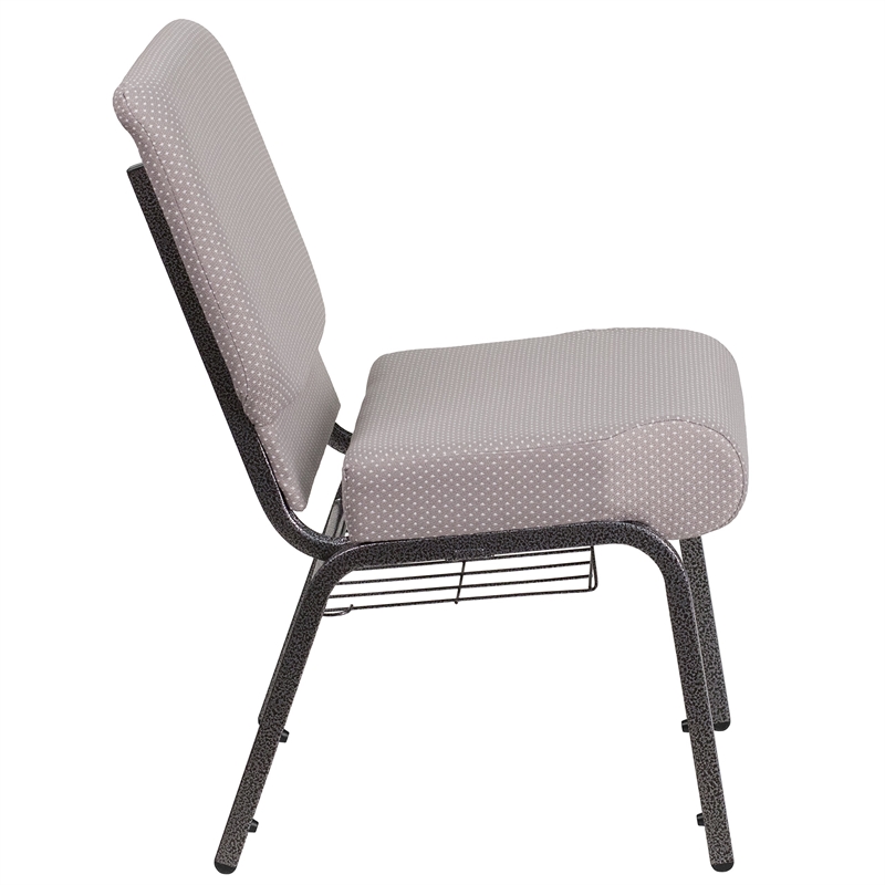 Bowery Hill Church Chair with Rack in Gray