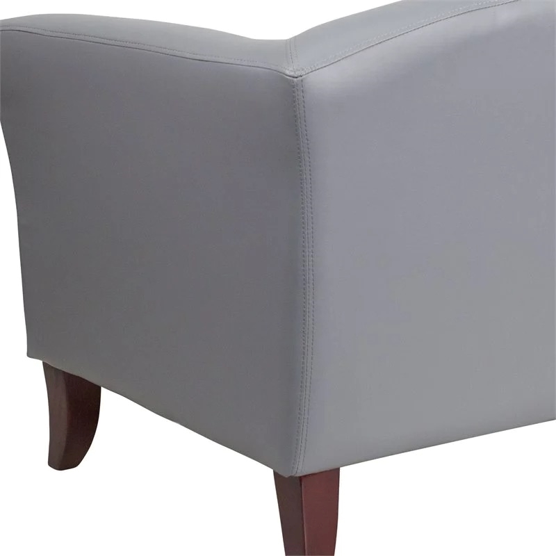 Bowery Hill Contemporary Leather Upholstered Reception Loveseat in Gray