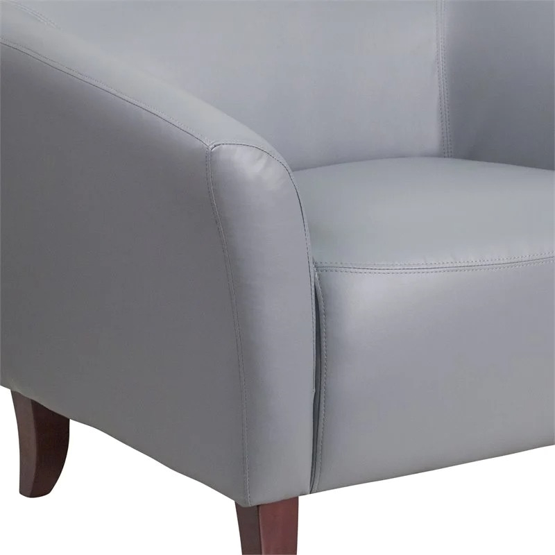 Bowery Hill Contemporary Leather Upholstered Reception Loveseat in Gray