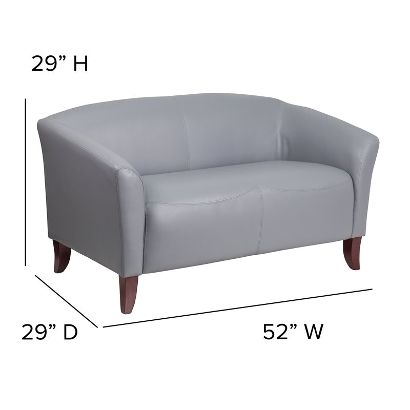 Bowery Hill Contemporary Leather Upholstered Reception Loveseat in Gray