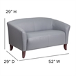 Bowery Hill Contemporary Leather Upholstered Reception Loveseat in Gray