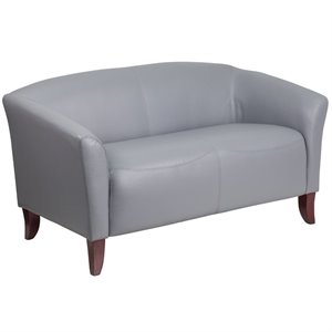 bowery hill leather reception loveseat in gray