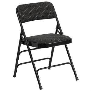 bowery hill metal folding fabric chair in black