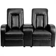 Bowery Hill 2 Seat Leather Reclining Home Theater Seating in Black