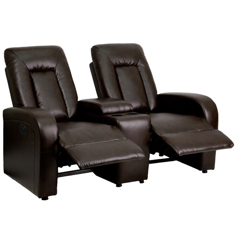 Bowery Hill 2 Seat Leather Reclining, Leather Reclining Theater Sofa