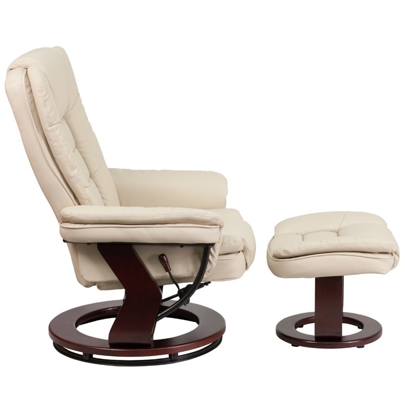 Bowery Hill Leather Recliner in Beige