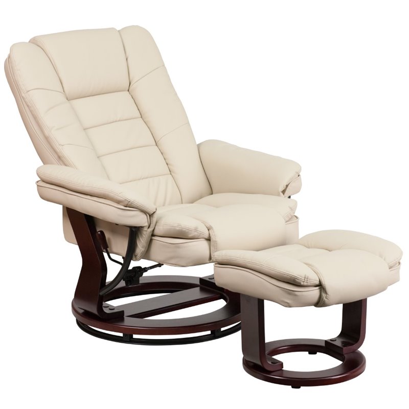 Bowery Hill Leather Recliner in Beige