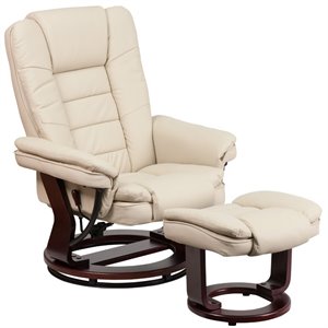 Bowery Hill Leather Recliner in Beige