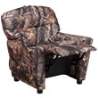 Bowery Hill Contemporary Fabric Kids Recliner with Cup Holder in Brown
