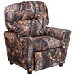 Bowery Hill Contemporary Fabric Kids Recliner with Cup Holder in Brown
