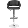 Bowery Hill 32'' Contemporary Faux Leather Adjustable Bar Stool in Black